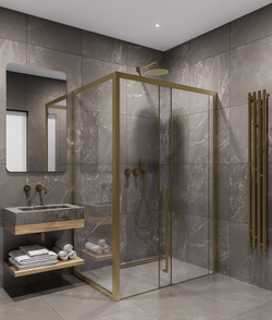 Timo Душевая дверь TDSS-150/17C-8L, раздвиж 1500*2000, проф мат золото, стекло проз 8 мм