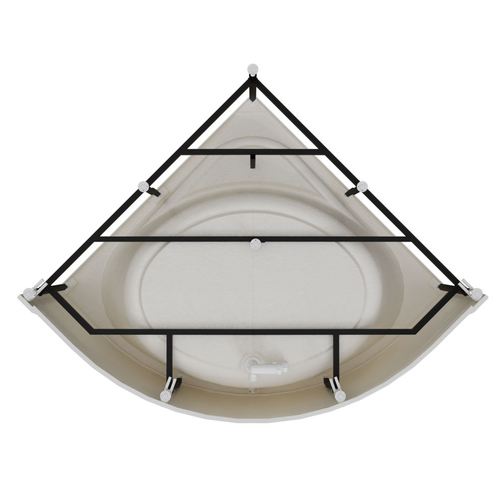 TIMO ванна DORA140-SET (1400*1400*610) в сборе на раме с экраном