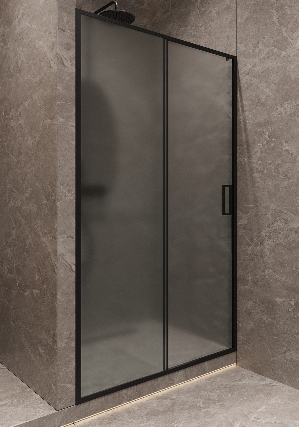 Душевая дверь Timo TD-120/03F-6, раздвижная 195*120, профиль черный, стекло матовое 6 мм