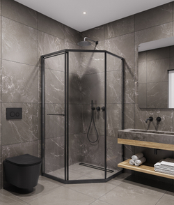 Timo Душевой угол TTSS-100/03C-8R, раздвиж 1000*1000*2000, проф черный, стекло проз 8 мм