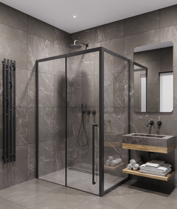 Timo Душевая дверь TDSS-140/03C-8R, раздвиж 1400*2000, проф черный, стекло проз 8 мм