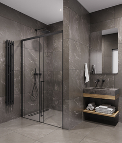 Timo Душевая дверь TDSS-140/03C-8R, раздвиж 1400*2000, проф черный, стекло проз 8 мм