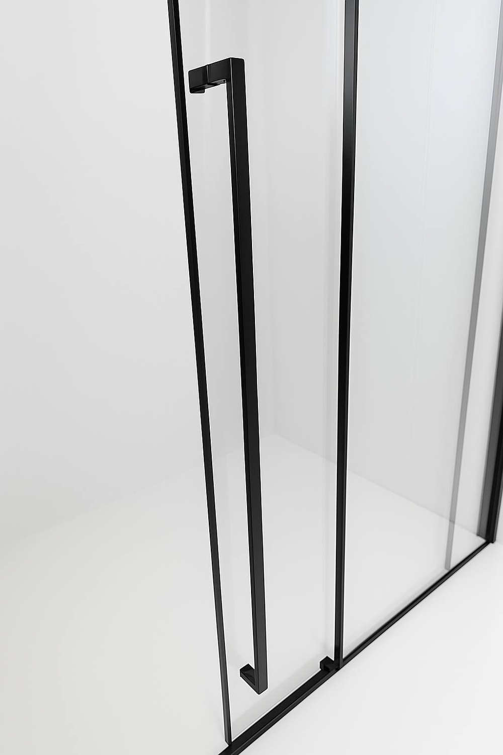 Timo Душевая дверь TDSS-140/03C-8R, раздвиж 1400*2000, проф черный, стекло проз 8 мм