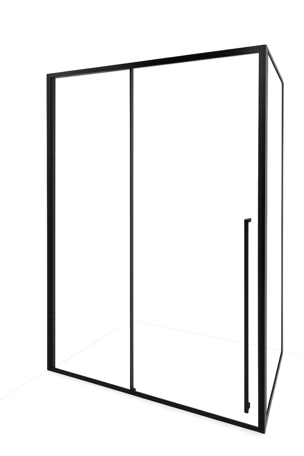 Timo Душевая дверь TDSS-150/03C-8R, раздвиж 1500*2000, проф черный, стекло проз 8 мм