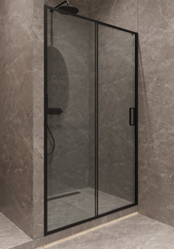 Душевая дверь Timo TD-120/03C-6, раздвижная 195*120, профиль черный, стекло прозрачное 6 мм.