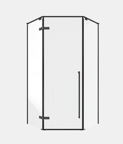 Timo Душевой угол TTSSP-90/03C-8, распаш 900*900*2000, проф черный, стекло проз 8 мм