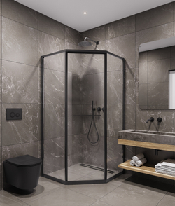 Timo Душевой угол TTSS-100/03C-8R, раздвиж 1000*1000*2000, проф черный, стекло проз 8 мм