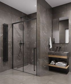 Timo Душевая дверь TDSS-140/03C-8R, раздвиж 1400*2000, проф черный, стекло проз 8 мм