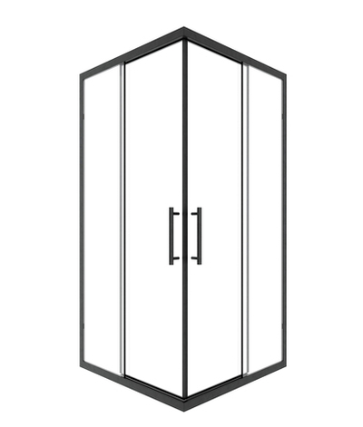 Timo Душевой угол TKSS-90/03C-8, раздвиж 900*900*2000, проф черный, стекло проз 8 мм