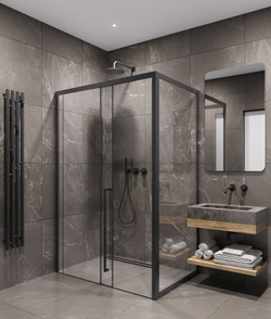 Timo Душевая дверь TDSS-140/03C-8R, раздвиж 1400*2000, проф черный, стекло проз 8 мм